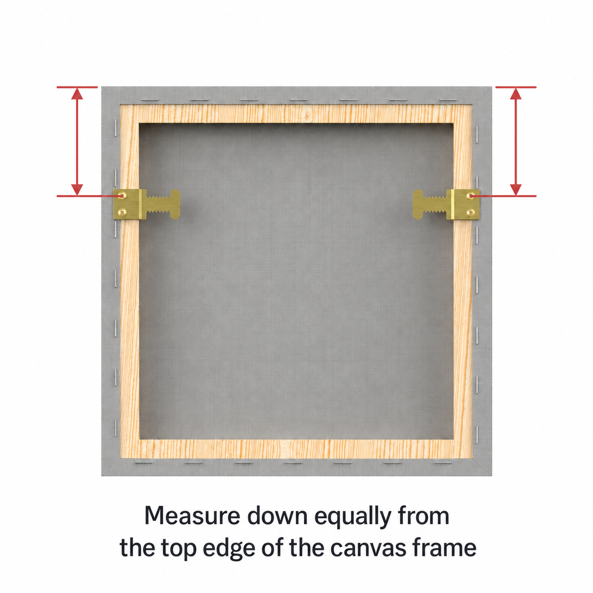 Canvas sawtooth hangers positioned equally down from the top edge
