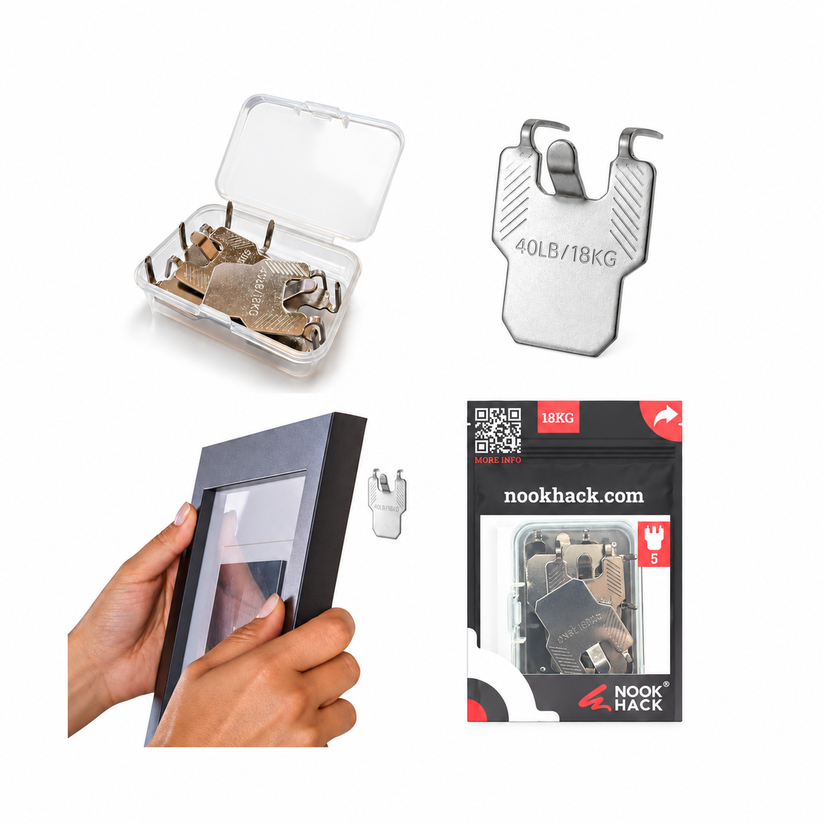 Plasterboard Wall CLAWS with storage box, picture frame and retail packaging